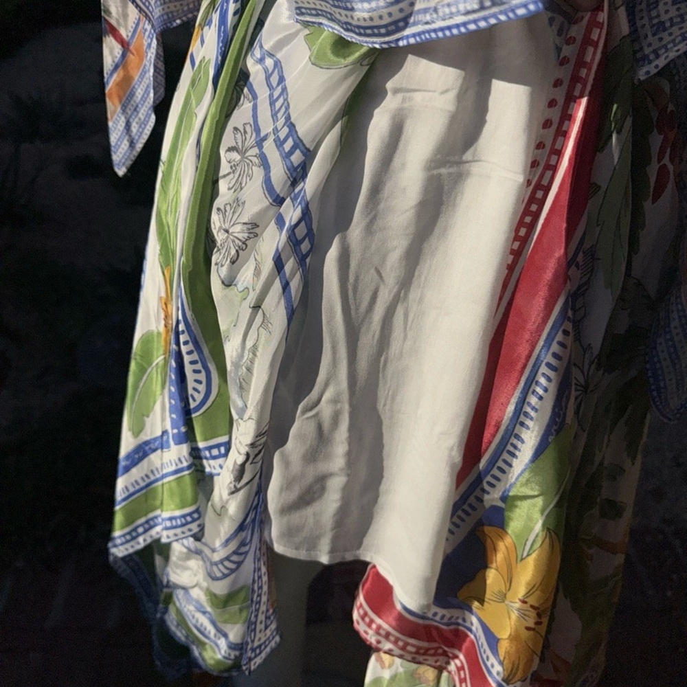 FARM Rio Floral Patchwork Wrap Dress in White, Yellow, Blue & Red - Picture 6 of 13